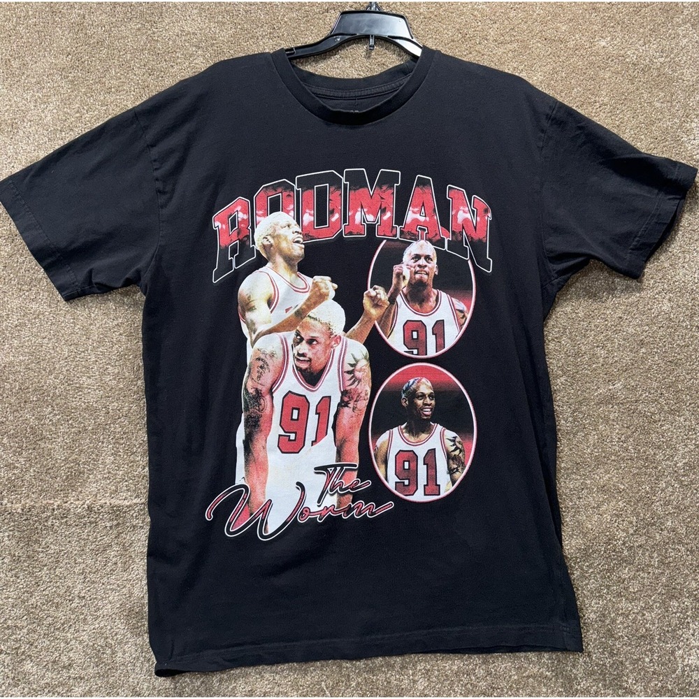DENNIS RODMAN‎ THE WORM CHICAGO BULLS BASKETBALL RETRO T SHIRT Mens Large